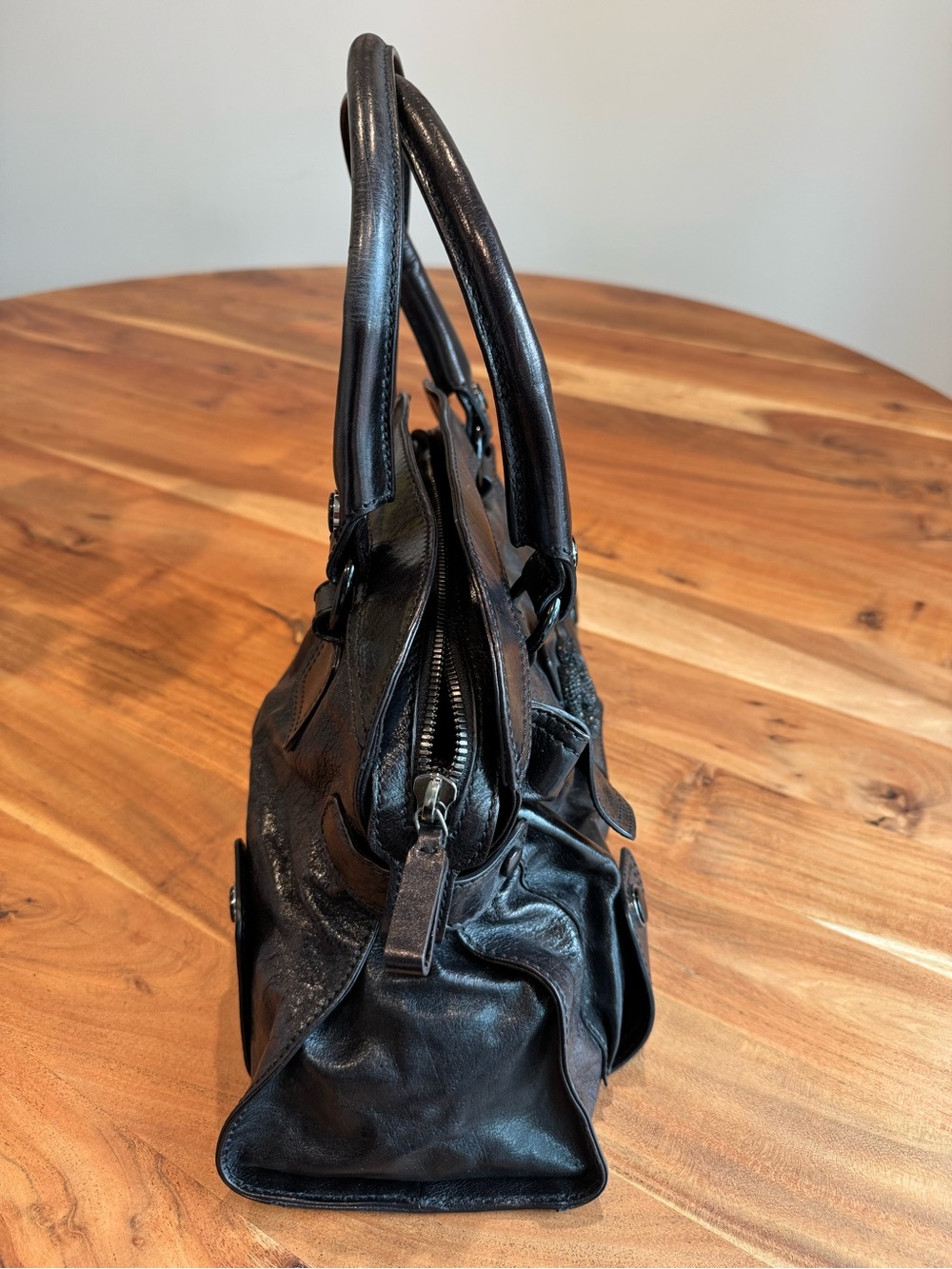 Vintage Valentino Black Leather Tote Bag Authentic - Picture 7 of 9